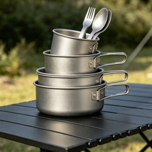 TrailFeast Titanium Pot Mug and Cutlery Set